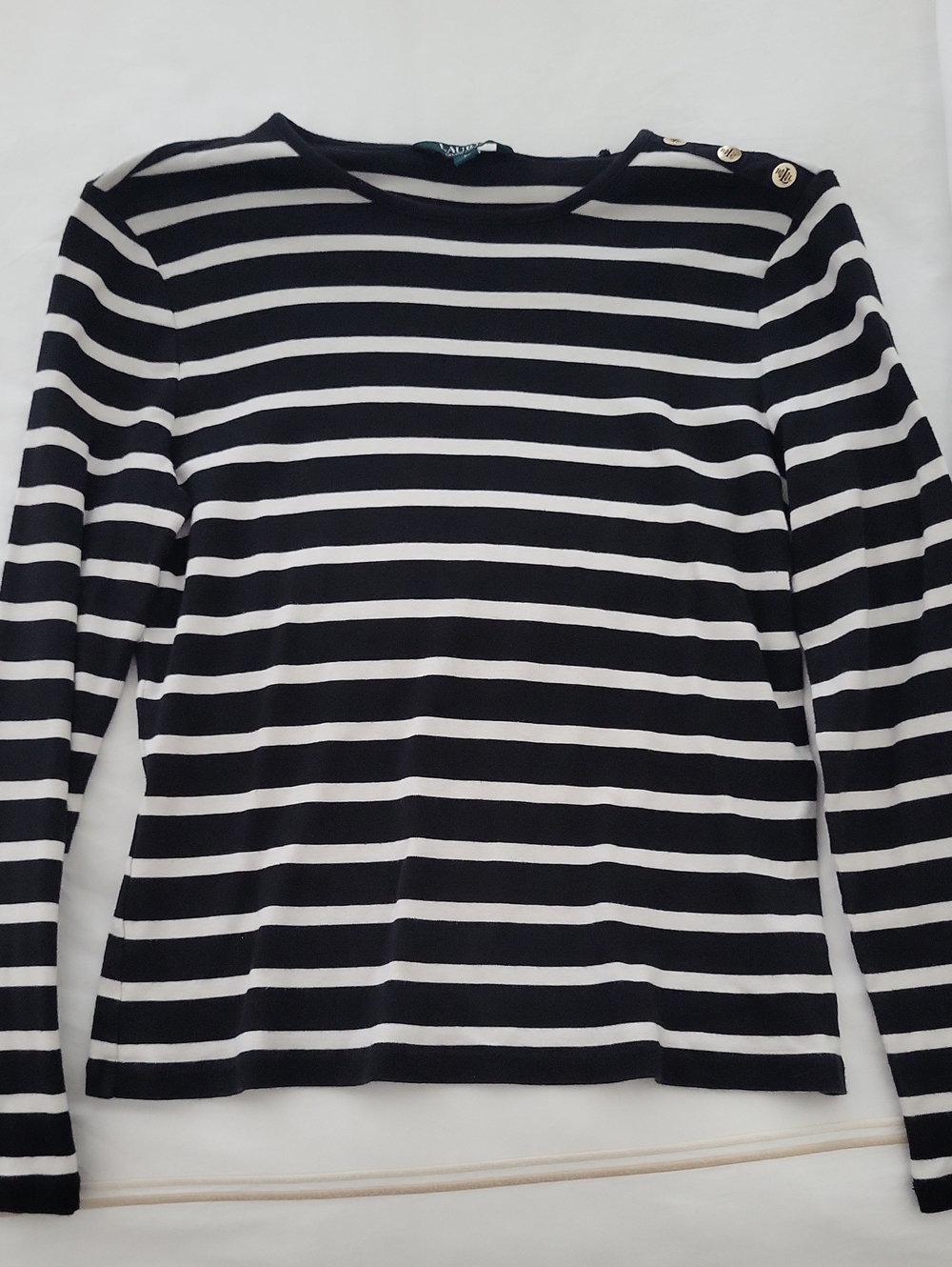 Striped Long Sleeve Top in Black & White Like New